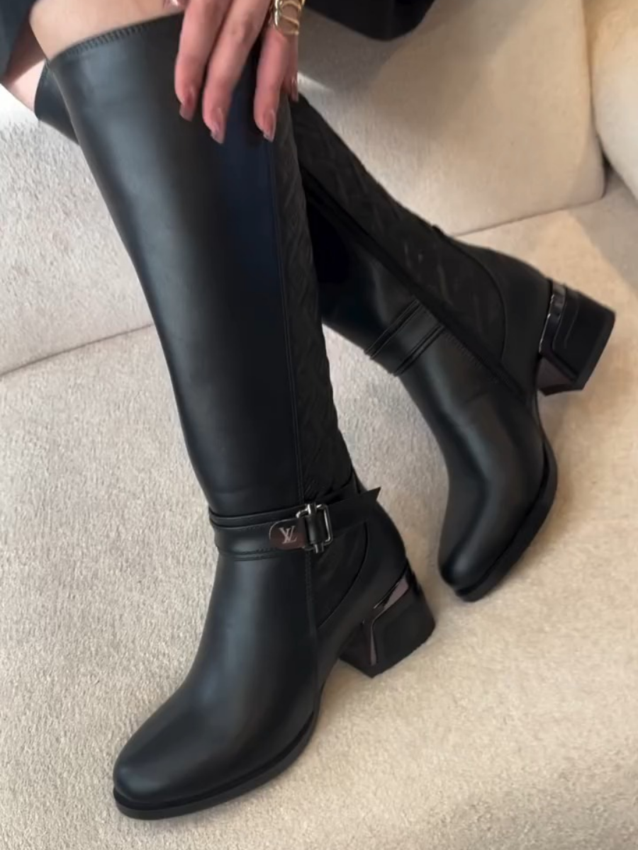 Buckle Side Zipper Versatile Women's Boots
