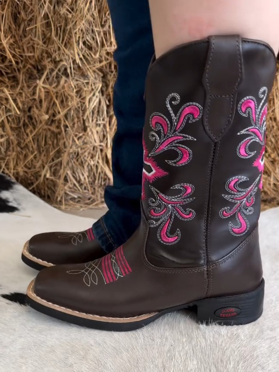 Pink embroidered Western boots