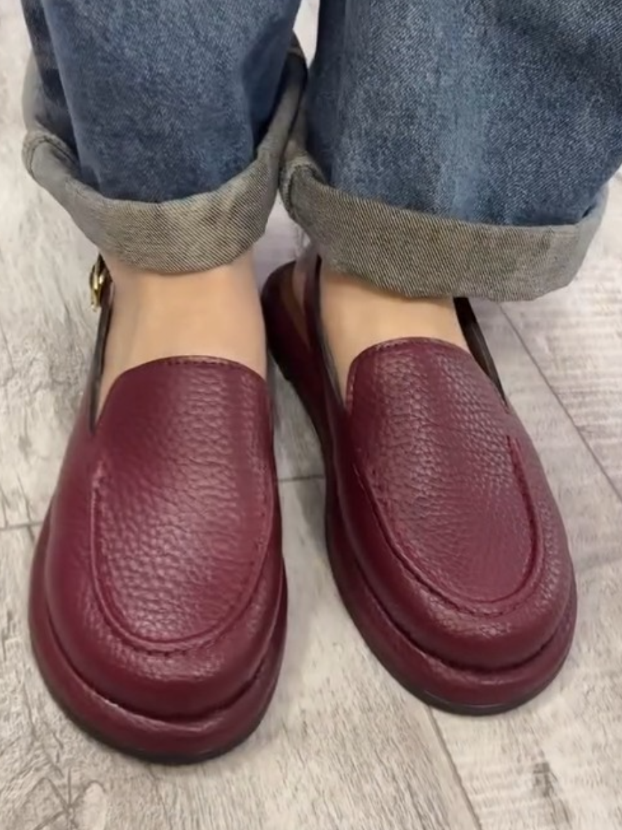 Red Calfskin Slingback Shoes