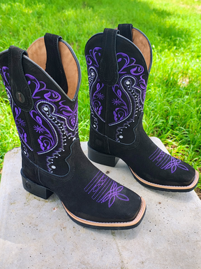 Purple Embroidered Cowboy Boots
