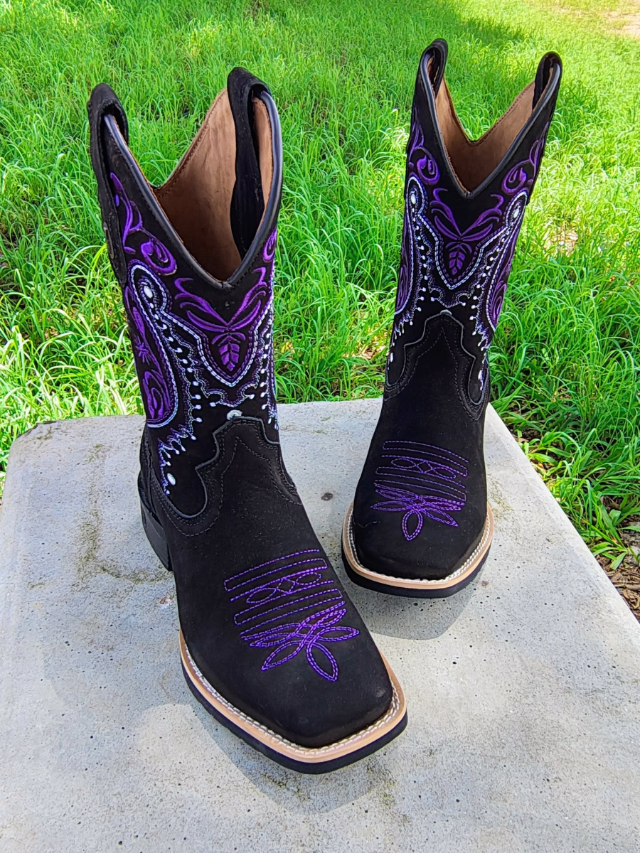 Purple Embroidered Cowboy Boots