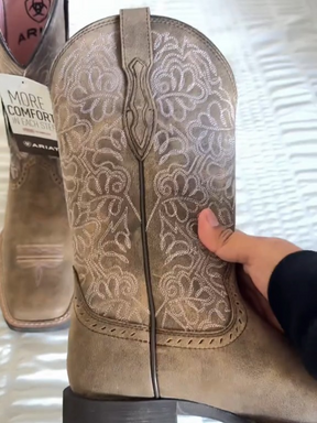 Brown Patterned Mid-calf Fashion Boots