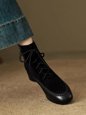 Retro Frosted Mid-heel Martin Boots