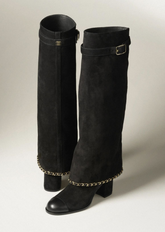 Suede Gold Chain Knee-high Boots