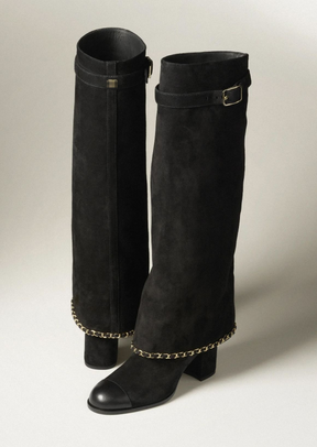 Suede Gold Chain Knee-high Boots
