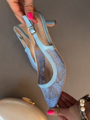 Pointed-toe Mesh Low-heeled Shoes
