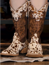 Cow-print Leather Boots
