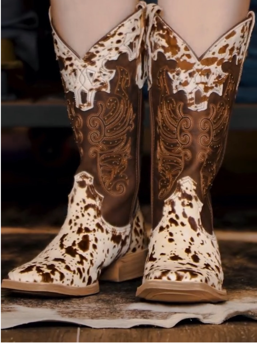Cow-print Leather Boots