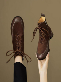 Retro Frosted Mid-heel Martin Boots