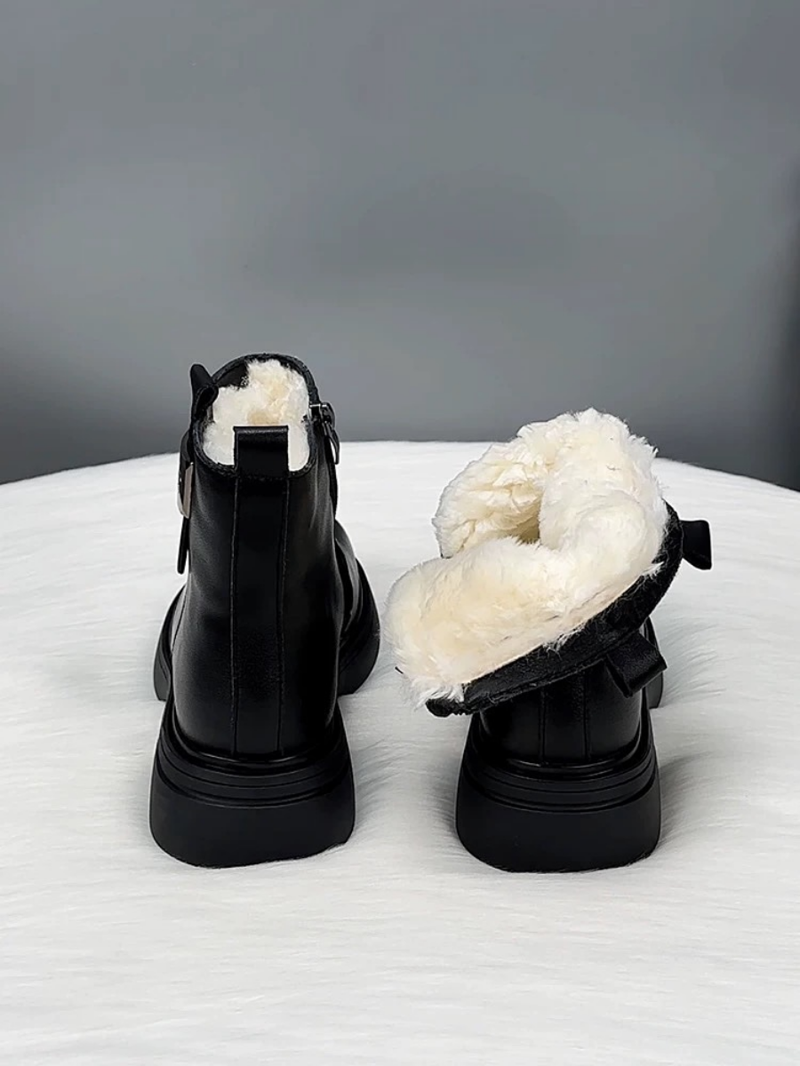 Genuine Leather and Wool Snow Boots