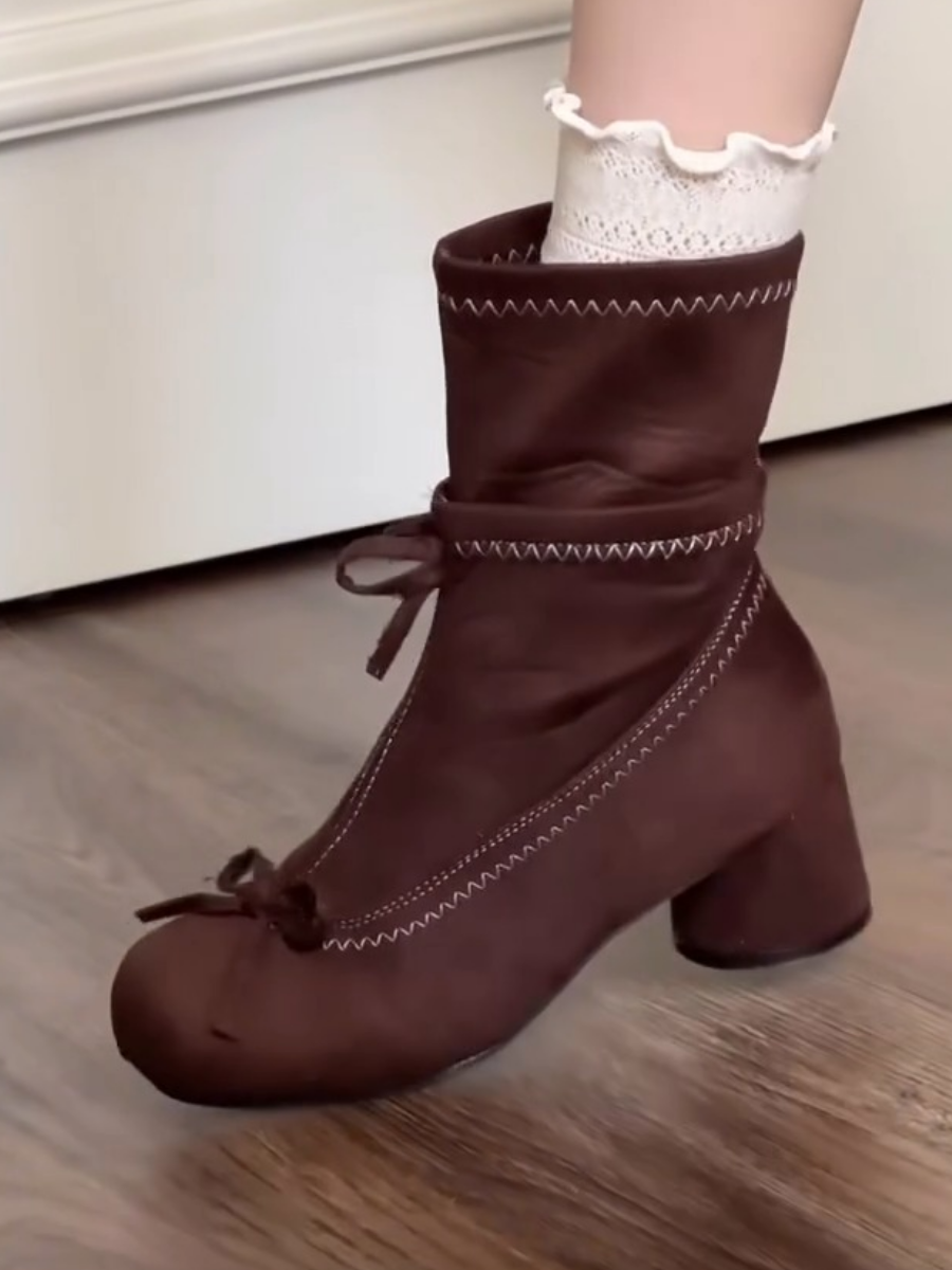 Bow-knot Slimming and Versatile Ankle Boots