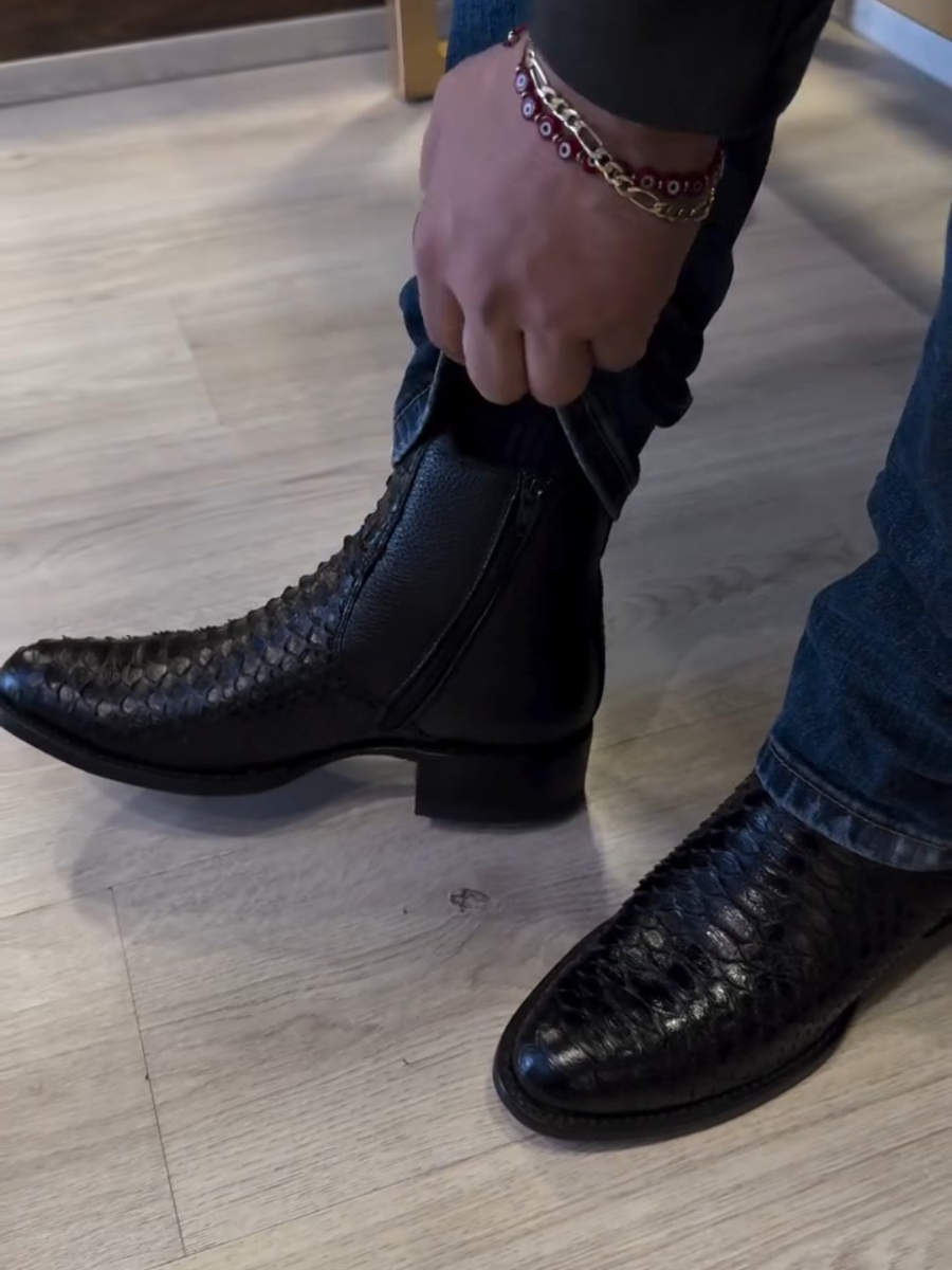 Chunky Heel Rider Crocodile Cowboy Boots