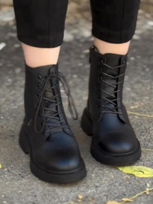 Genuine Leather Lace-up Martin Boots