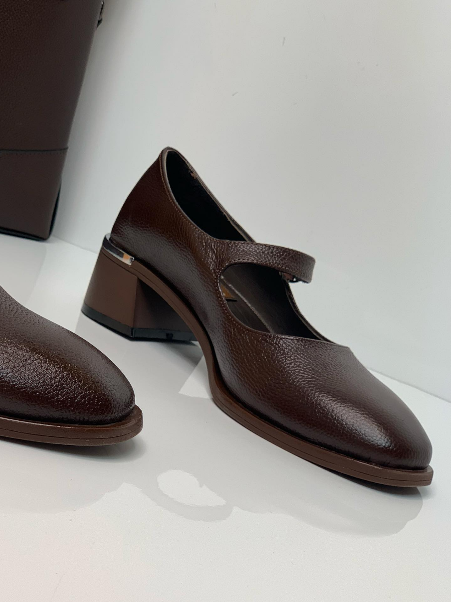 Genuine Leather Chunky Heel Mary Jane Shoes
