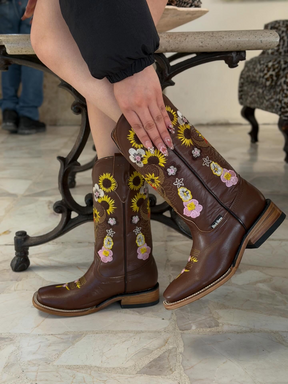 Embroidered Print Cowboy Boots