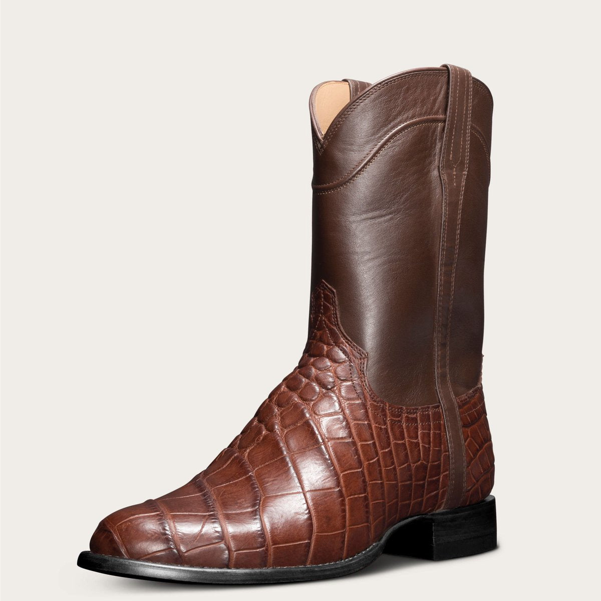 Vintage Men's Long Boots Crocodile Pattern Western Boots