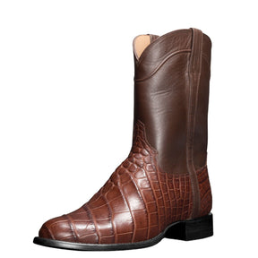 Vintage Men's Long Boots Crocodile Pattern Western Boots