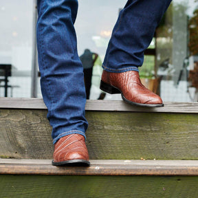 Vintage Men's Long Boots Crocodile Pattern Western Boots