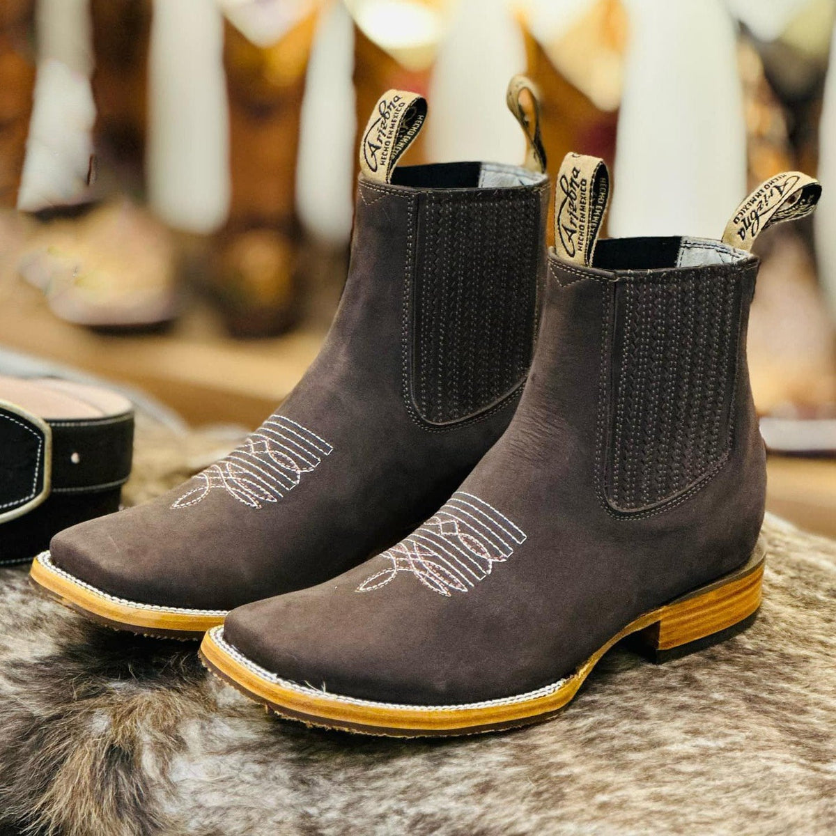 Embroidered Sleeve Chelsea Martin Boots Western Men's Ankle Boots