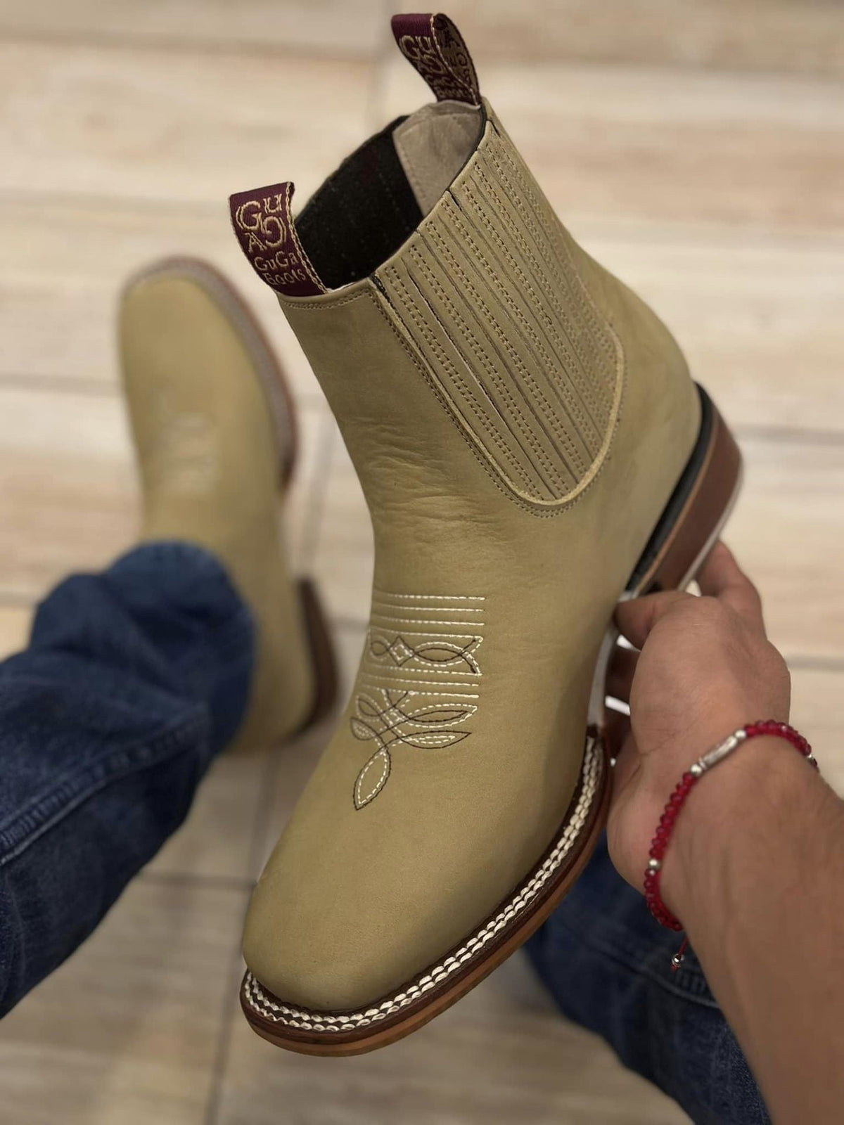Embroidered Sleeve Chelsea Martin Boots Western Men's Ankle Boots