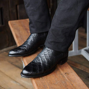Vintage Men's Long Boots Crocodile Pattern Western Boots
