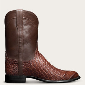Vintage Men's Long Boots Crocodile Pattern Western Boots