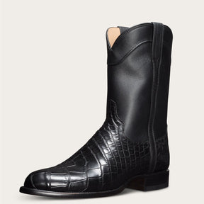 Vintage Men's Long Boots Crocodile Pattern Western Boots