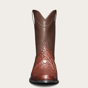 Vintage Men's Long Boots Crocodile Pattern Western Boots