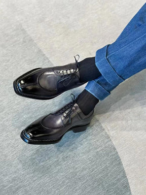 Italian Norwegian Stitched Low-top Cowhide Genuine Leather Shoes