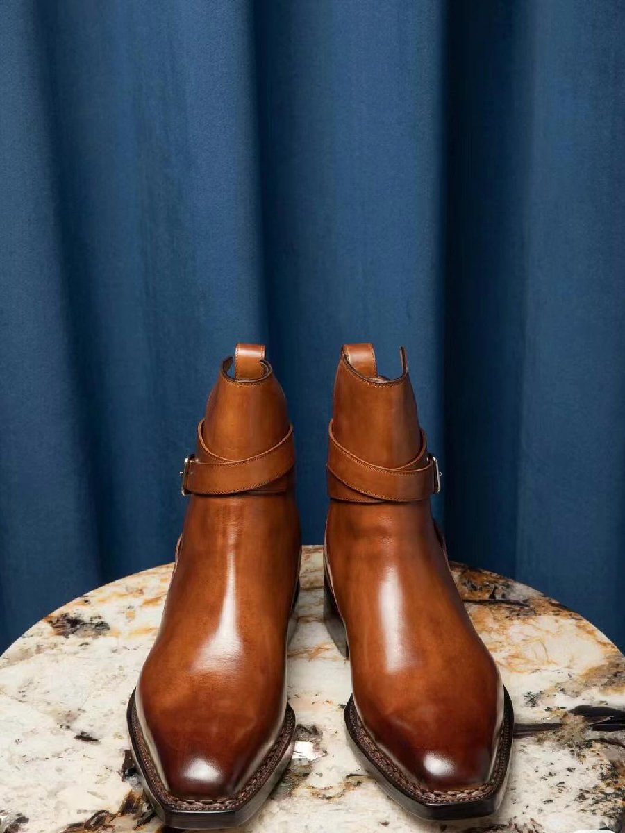 Men's Genuine Leather Buckle Chelsea Boots