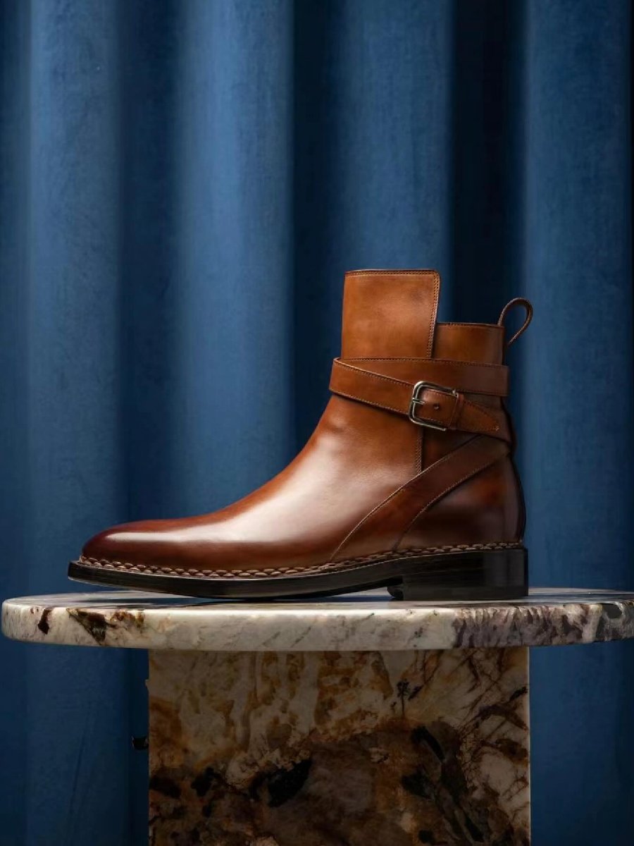 Men's Genuine Leather Buckle Chelsea Boots