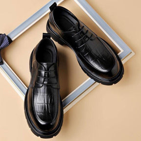 New Business Thick-soled Wide-toed Black Men's Shoes