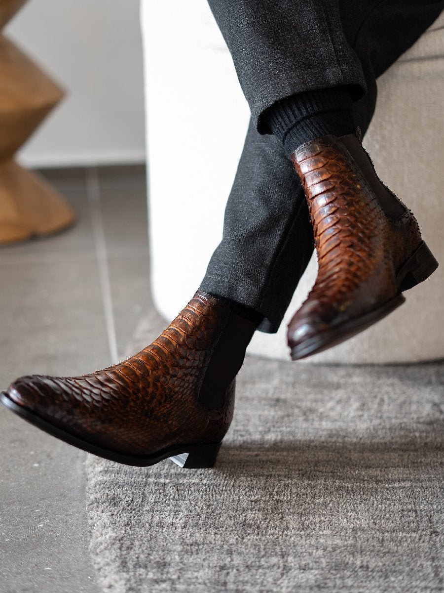 High-top Leather Boots Embossed Martin Boots