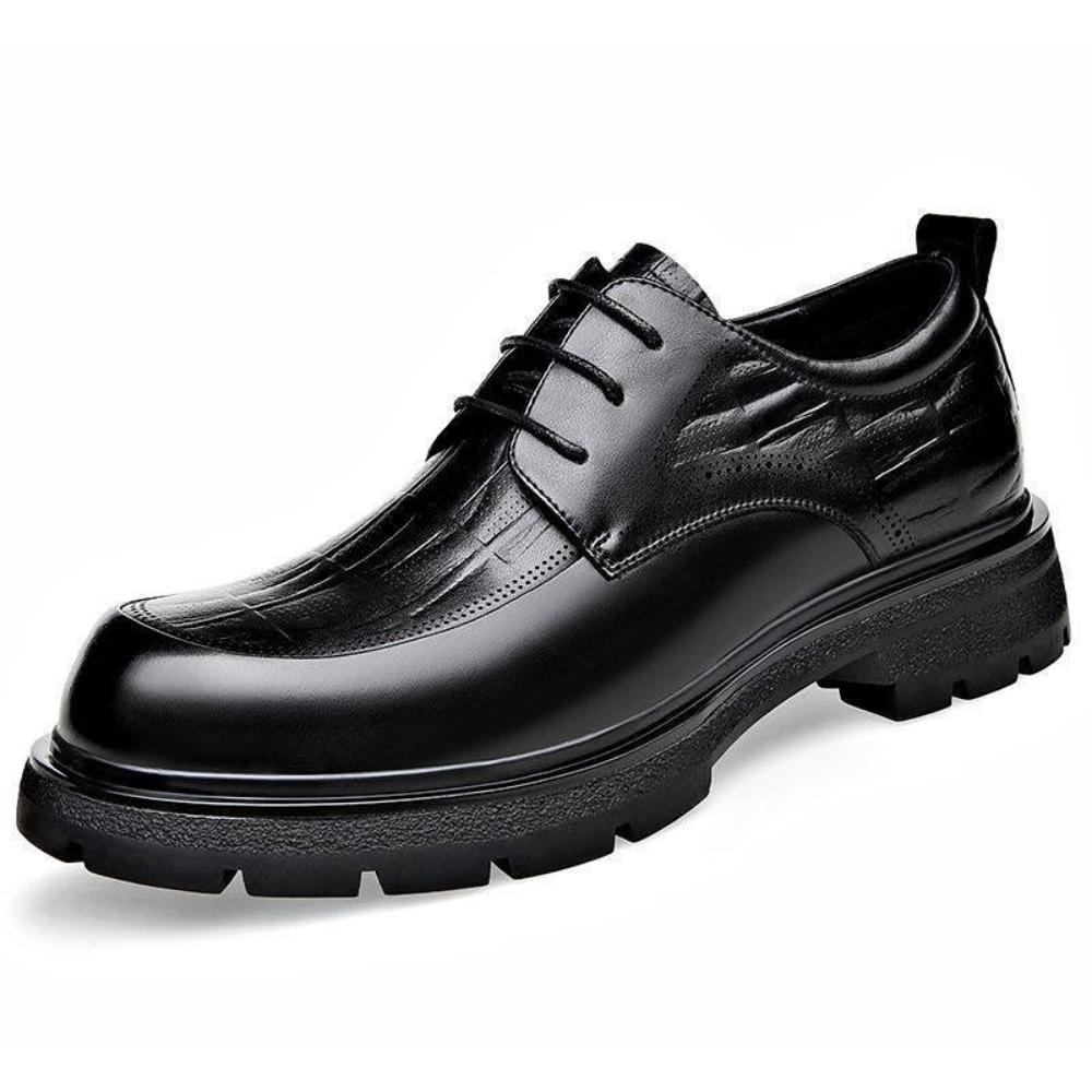 New Business Thick-soled Wide-toed Black Men's Shoes