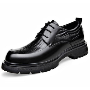 New Business Thick-soled Wide-toed Black Men's Shoes