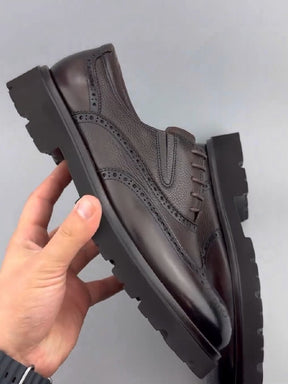Men's Formal Shoes Brogue Carved Thick Sole Trendy Shoes