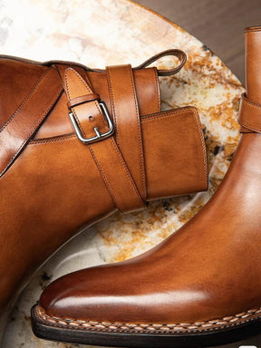 Men's Genuine Leather Buckle Chelsea Boots
