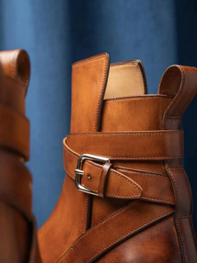 Men's Genuine Leather Buckle Chelsea Boots