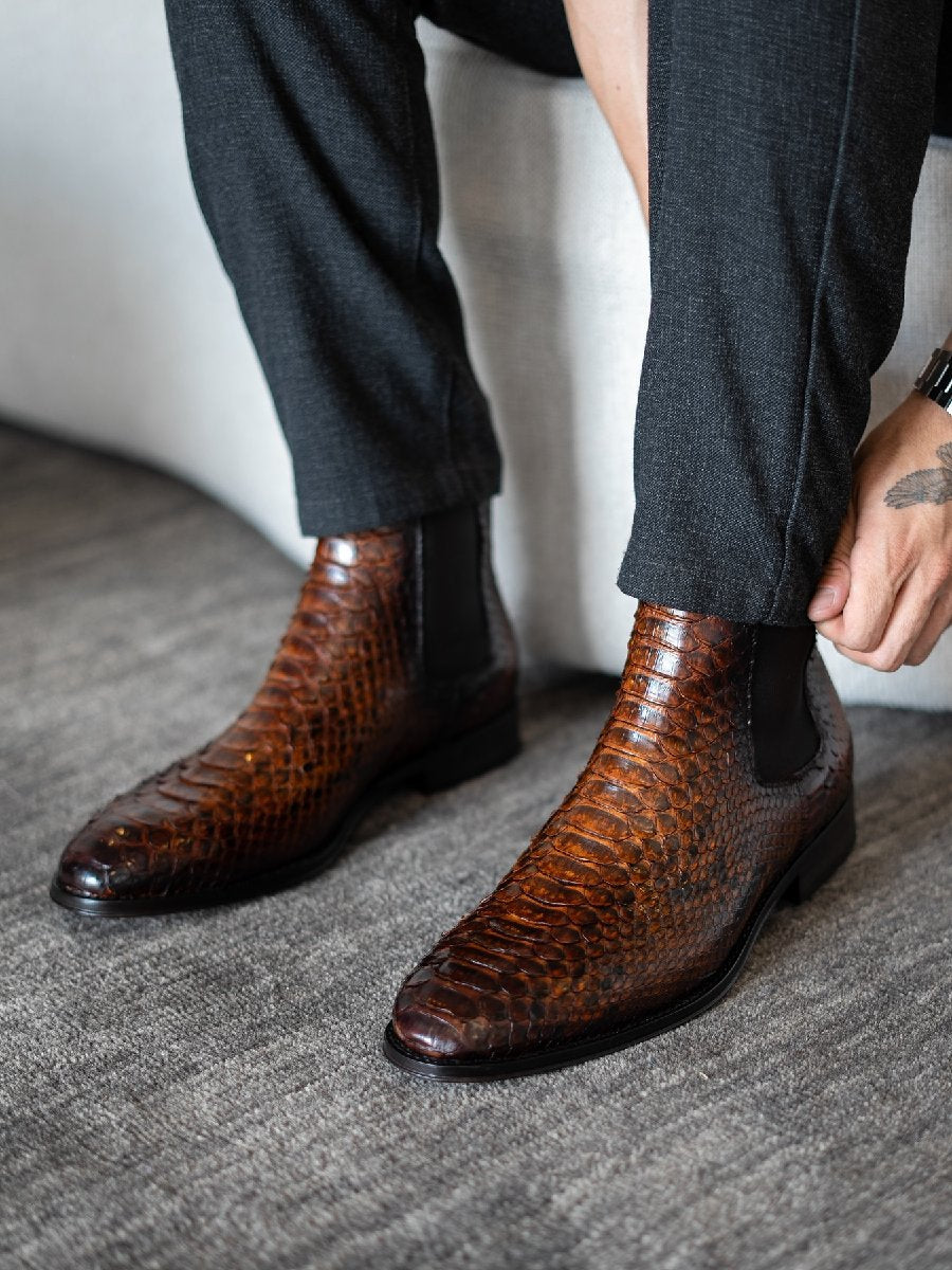 High-top Leather Boots Embossed Martin Boots