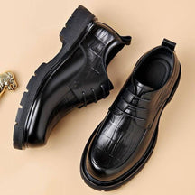 New Business Thick-soled Wide-toed Black Men's Shoes