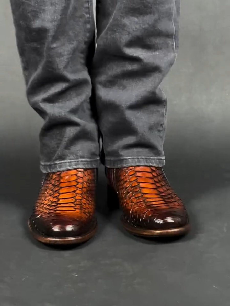 Men's Vintage Crocodile Print Western Boots