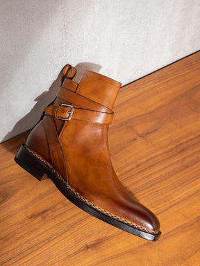 Men's Genuine Leather Buckle Chelsea Boots