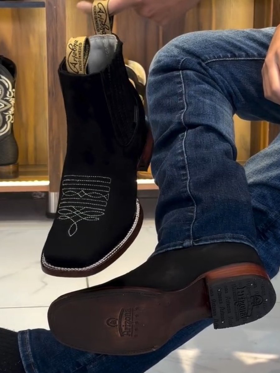 Embroidered Sleeve Chelsea Martin Boots Western Men's Ankle Boots